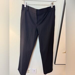 Theory Women’s Wool Navy Pinstripe Straight Trousers